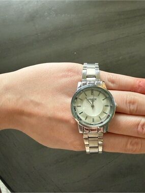 Thomas Kinkade Silver-Tone Round Dial Watch
